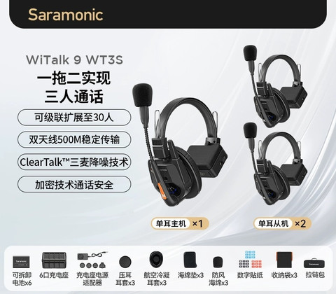 Saramonic WiTalk9 WT3S Wireless Headset Intercom System 無線通話系統