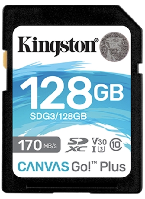 Kingston Canvas Go! Plus A2 V30 SD 記憶卡 128GB [R:170 W:90] (SDG3/128GB)