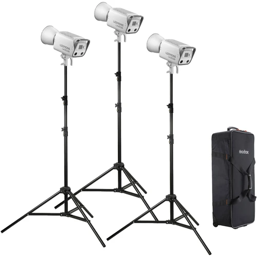 Godox LA300Bi K3 三燈連三支燈架及 CB-06 有輪箱套裝