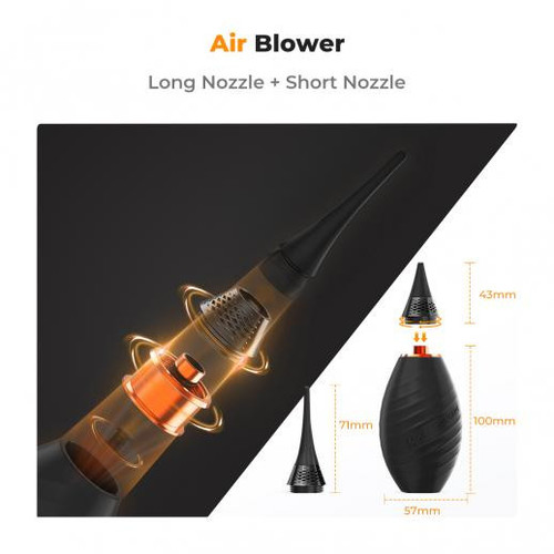 K&F Concept KF08.041 Air Blower with Long Nozzle/Short Nozzle Switch Design (Black) 相機鏡頭吹塵器 (黑色)