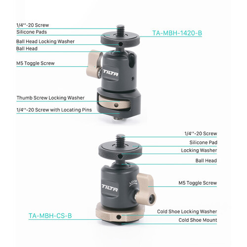 Tilta 鐵頭 TA-MBH-CS-B Mini Ball Head Mount with Cold Shoe 冷靴迷你萬向球型支架