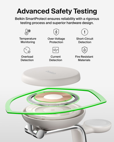 Belkin UltraCharge Pro Qi2 25W 3合1磁吸充電座 (Sand) 圖片 8
