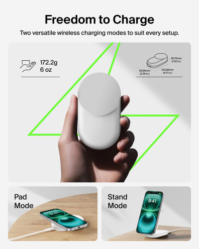Belkin UltraCharge Qi2 25W 3合1摺疊磁吸充電器 (Black) 圖片 5