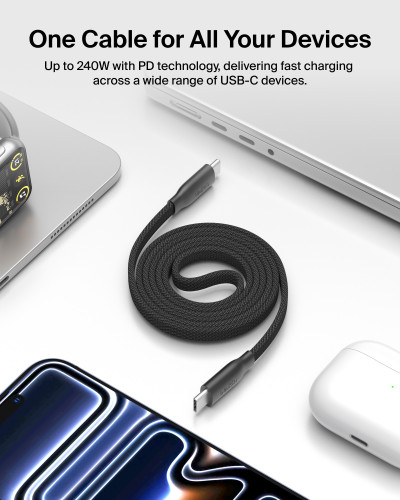Belkin BoostCharge Pro 240W 磁吸 USB-C 充電線 1M (Black) 圖片 7