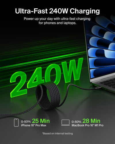 Belkin BoostCharge Pro 240W 磁吸 USB-C 充電線 2M (Black) 圖片 6
