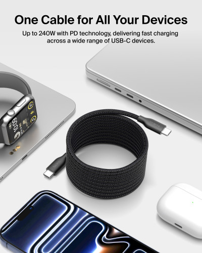 Belkin BoostCharge Pro 240W 磁吸 USB-C 充電線 2M (White) 圖片 3