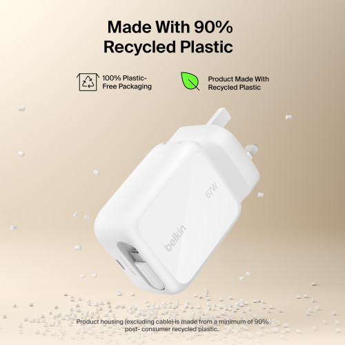 Belkin UltraCharge 67W 伸縮線 GaN 充電器 (White) 圖片 10