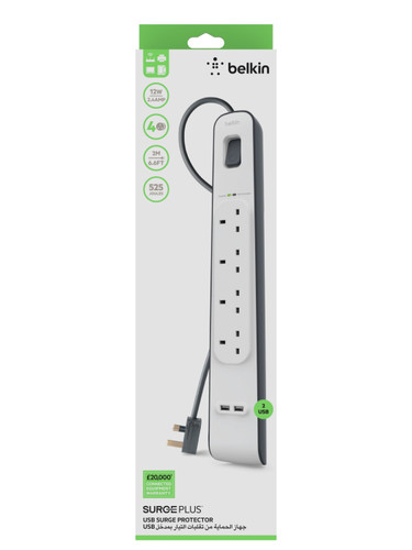 Belkin 4位防雷保護拖板（2個 USB-A｜2.4A｜2米） 圖 5