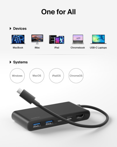 Belkin Connect USB-C 5合1 集線器 (100W｜雙 USB-C｜HDMI) 圖片 8