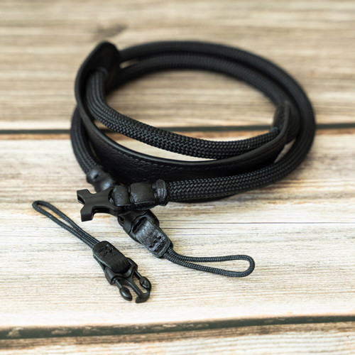 A-MoDe FXCSC100-BL 快拆真皮肩墊登山繩相機帶 100cm (黑色) 圖片 1