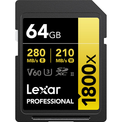 Lexar Professional 1800x SDXC UHS-II Card GOLD Series 記憶卡 (64GB)