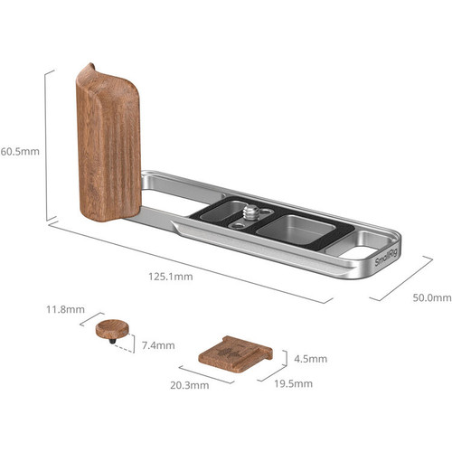 SmallRig 5984 L-Shaped Mount Plate with Wooden Handle for FUJIFILM X-E5 Silver L型快拆底板 (銀色)