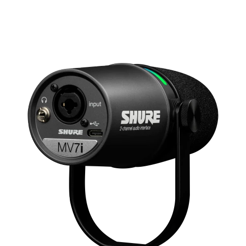 Shure MV7i 機背輸入及 USB-C 接口角度