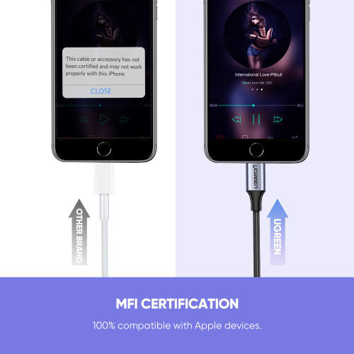 Ugreen 綠聯灰銀色 Lightning 轉接線 Apple MFi 認證