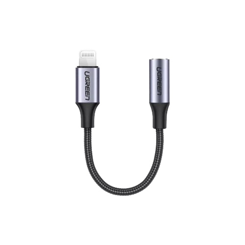 Ugreen 綠聯 Apple Lightning 至 3.5mm TRRS 灰銀色編織轉接線