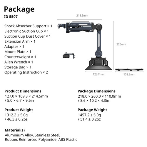 SmallRig 5507 包裝內容尺寸重量及物料