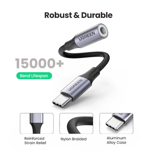Ugreen 綠聯 USB-C DAC 耳機轉接線耐用結構