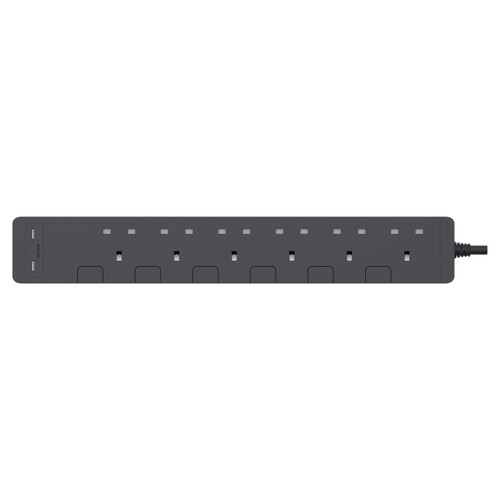 Schneider Electric 施耐德電氣 TSH36QCUSB_3_DG AvatarOn Extend Extension Socket 六位獨立開關安全插座 (石墨灰)