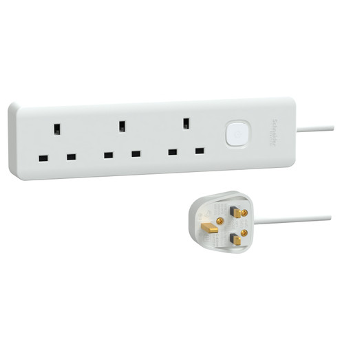 Schneider Electric 施耐德電氣 TSB33_3_WE Easy Series Basic Extend 13A 3 Gang Extension Socket 三位安全拖板