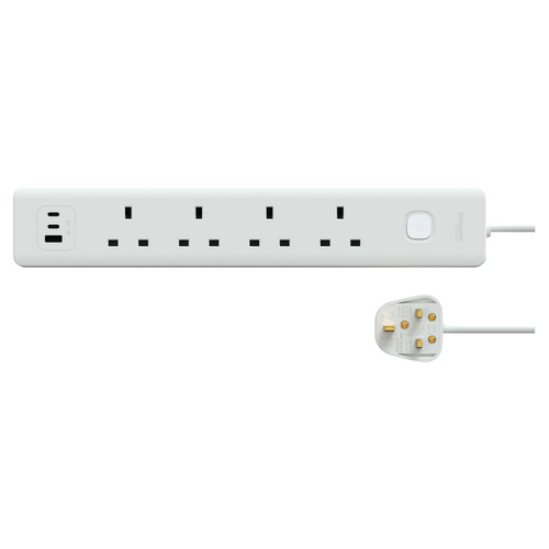 Schneider Electric 施耐德電氣 TSB34ACCUSB_3_WE Easy Series Basic Extend 13A 4 Gang Extension Socket 四位拖板連USB插座