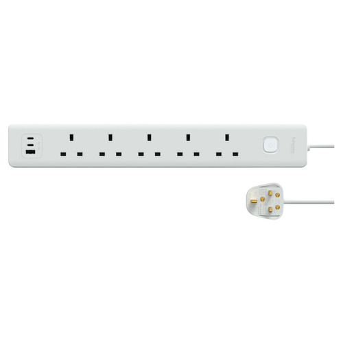 Schneider Electric 施耐德電氣 TSB35ACCUSB_3_WE Easy Series Basic Extend 13A 5 Gang Extension Socket 五位拖板連USB插座