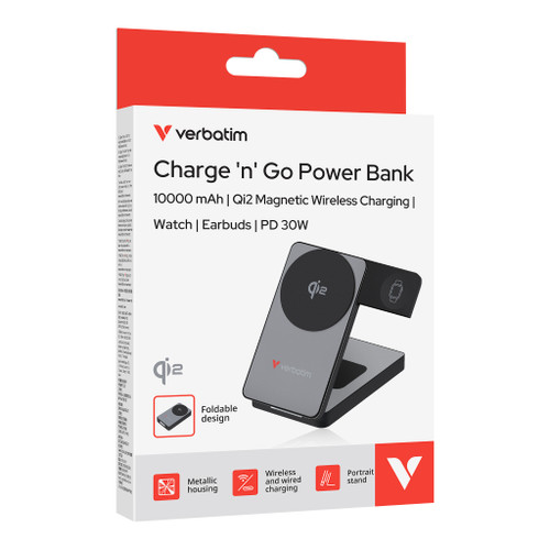 Verbatim 32295 10000mAh Qi2 15W 三合一磁吸充電池 - 灰色 — 包裝圖 2