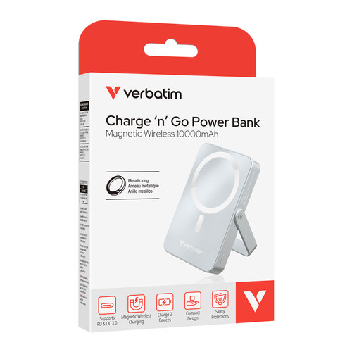 Verbatim 32266 10000mAh 玻璃面磁吸充電池 - 藍色 — 產品外觀及細節 1