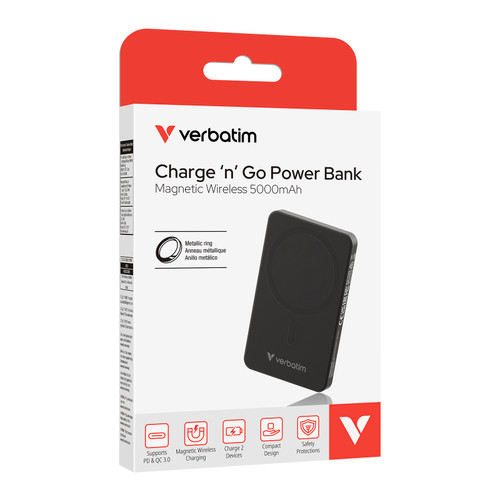 Verbatim 32225 WPB5 5000mAh 磁吸充電池 - 黑色 — 產品外觀及細節 1