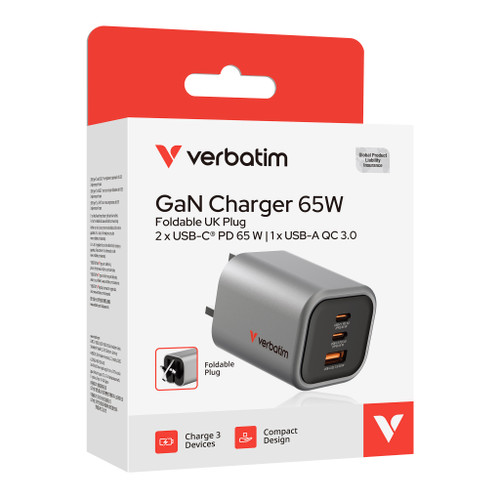 Verbatim 32351 GaN 65W 三端口充電器 - 灰色 — 產品外觀及細節 2