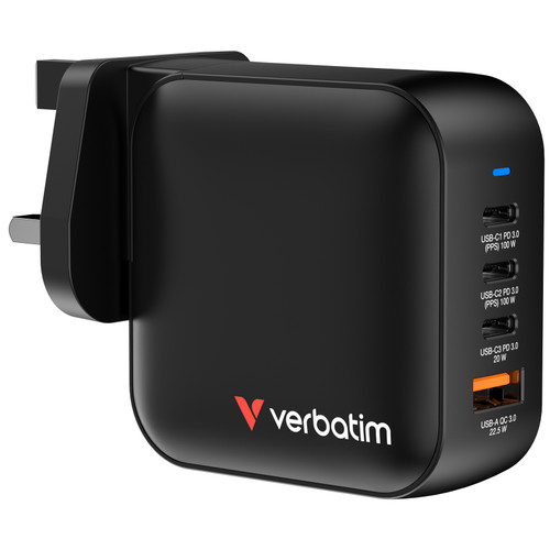 Verbatim 32058 GaN 100W 四端口充電器 - 黑色