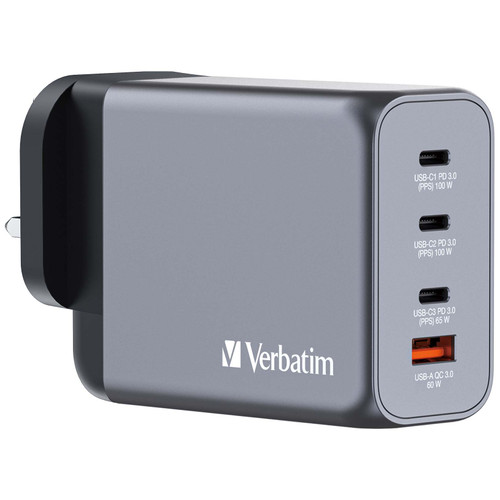 Verbatim 32210 GaN 200W 四端口插牆式充電器 - 黑色