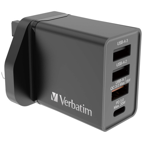 Verbatim 66892 30W 四端口 USB 充電器 - 黑色