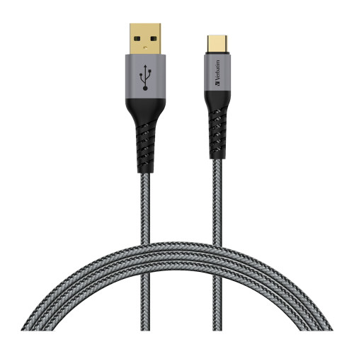 Verbatim 66117 Tough Max USB-A 至 USB-C 充電線 2m - 太空灰