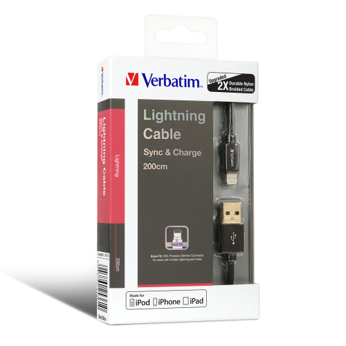 Verbatim 65361 Step Up USB-A 至 Lightning MFi 充電線 2m - 黑色 — 產品外觀及細節 1