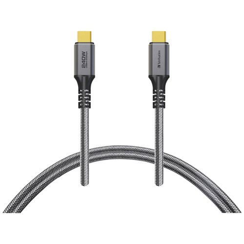 Verbatim 66822 Tough Max USB4 20Gbps 240W USB-C 充電線 1.2m - 太空灰