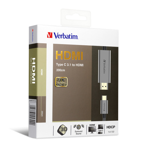Verbatim 65709 USB-C 3.1 至 HDMI 4K 線 2m - 灰色 — 產品外觀及細節 2