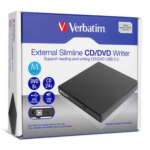 Verbatim 66817 USB 2.0 纖薄外置 CD/DVD 燒錄機 - 黑色 — 包裝圖 3
