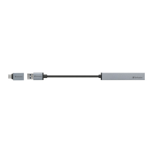 Verbatim 66866 USB 3.2 Gen 1 四端口 Hub 連 USB-C 轉接頭 - 灰色 — 產品外觀及細節 1
