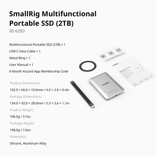 SmallRig 6293 5-in-1 Multifunctional Magnetic Portable SSD 2TB 磁吸外置硬碟 23