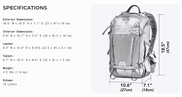 MindShift Gear Backlight 18L Charcoal 灰色 戶外攝影背囊