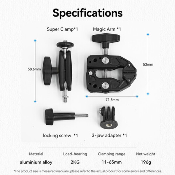 Telesin SC-001 Multifunction Crab Clamp with 2.3" Ball Head Arm