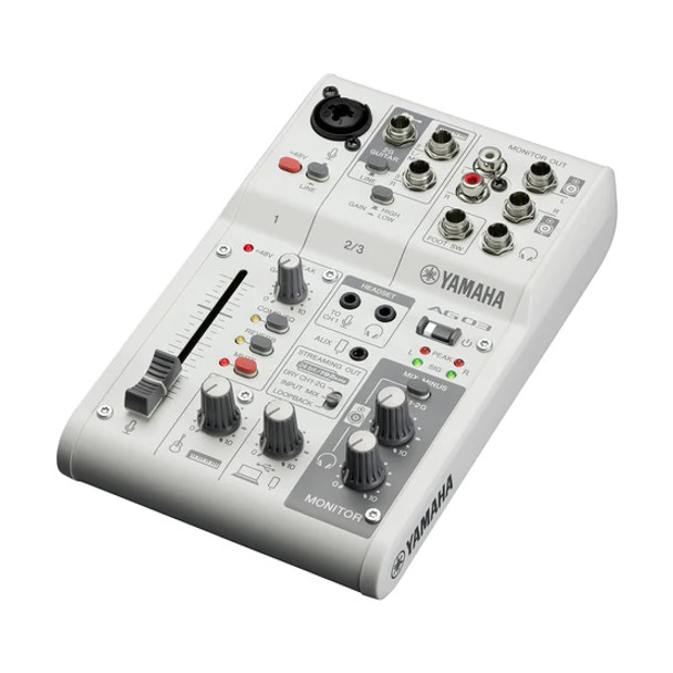 Yamaha AG03MK2 3-Channel Live Streaming Loopback Audio USB Mixer (White) 混音器