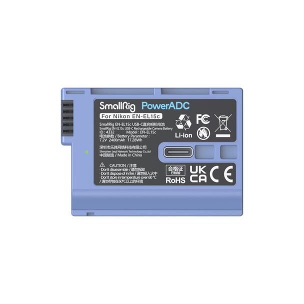 SmallRig EN-EL15c USB-C Rechargeable Camera Battery 4332 充電相機電池