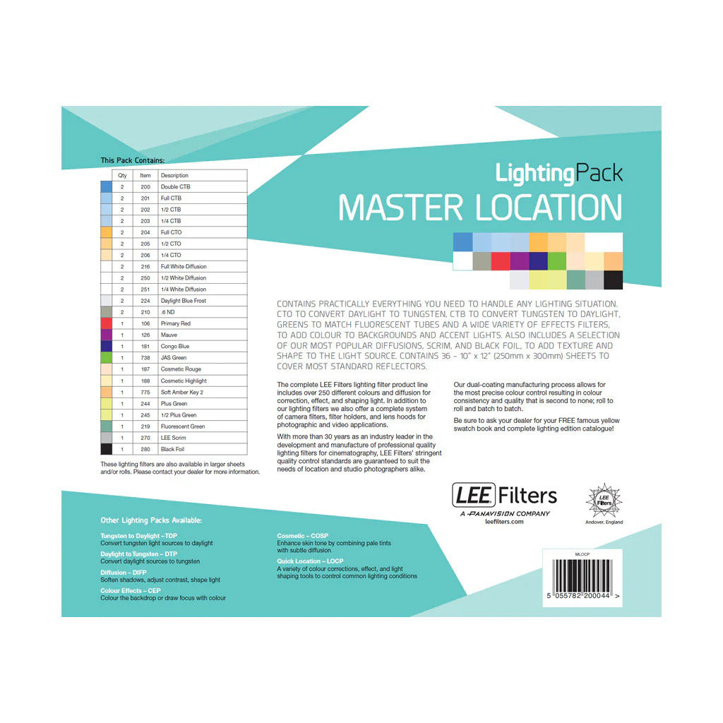 LEE Filters Master Location Filter Gel Pack 常用燈光調色濾片套裝 LEE Filters Master Location Filter Gel Pack 常用燈光調色濾片套裝