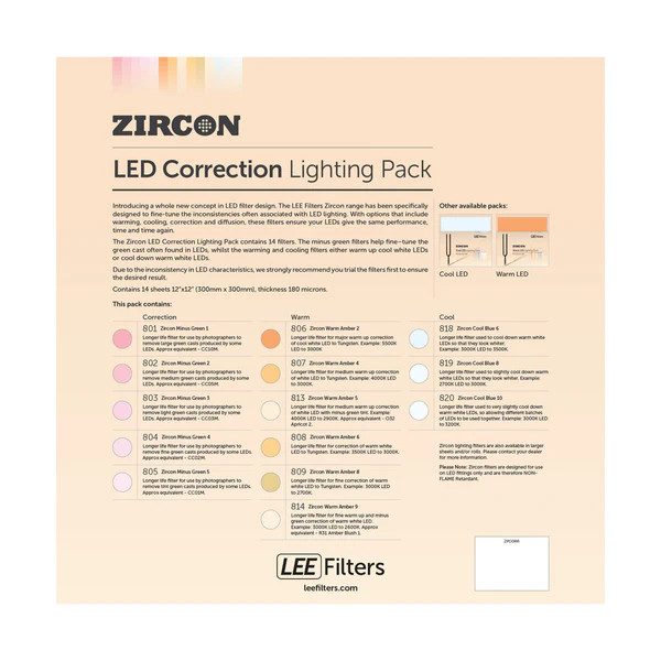 LEE Filters Zircon LED Correction Lighting Pack 調色濾光片