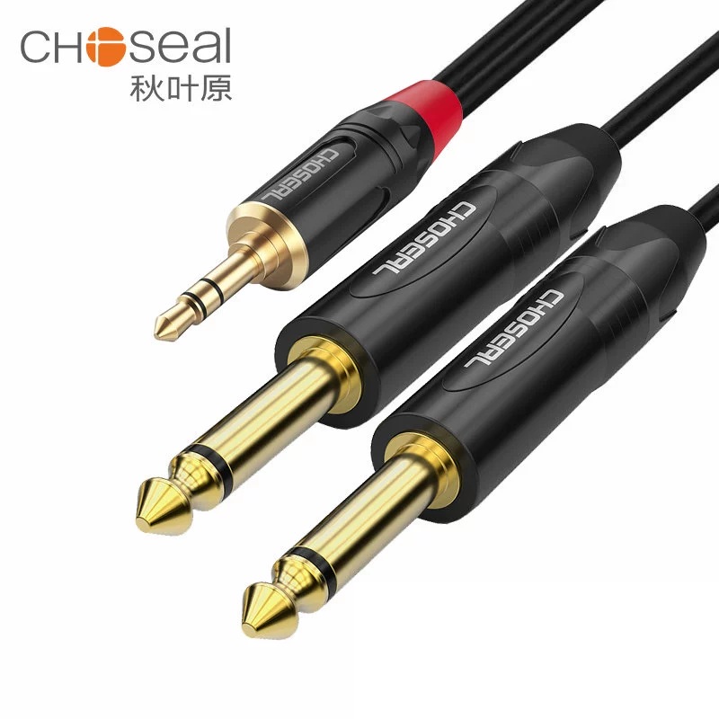 Choseal 秋葉原 3.5mm TRS Male to Dual 6.35mm TS Male cable 1m