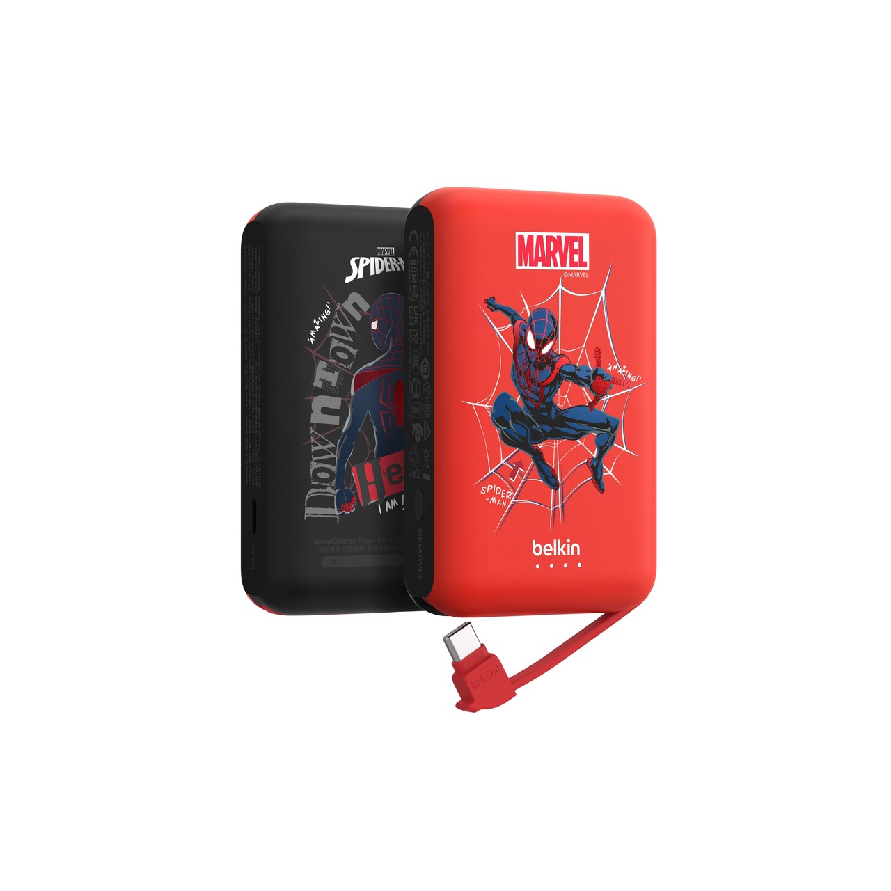 Belkin BoostCharge 10000mAh Marvel 流動充電器連內置線 (Spider-Man)