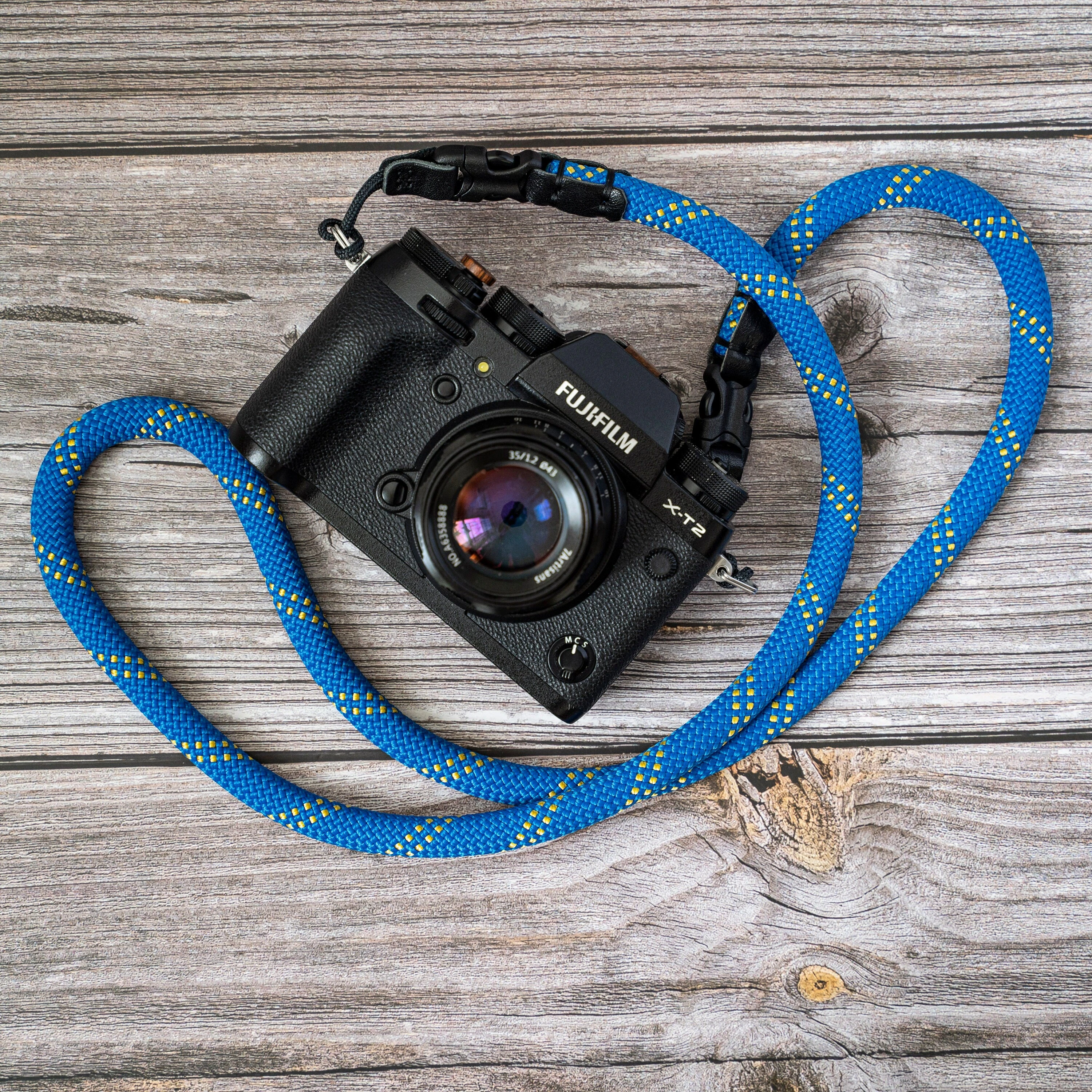 A-MoDe FCSC-BY 11mm Quick Release Buckle Rope Camera Strap 100cm 快拆扣登山繩相機帶 (藍黃)