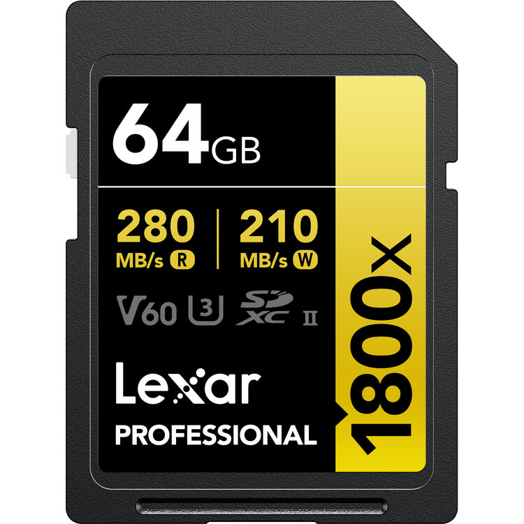 Lexar Professional 1800x SDXC UHS-II Card GOLD Series 記憶卡 (64GB)