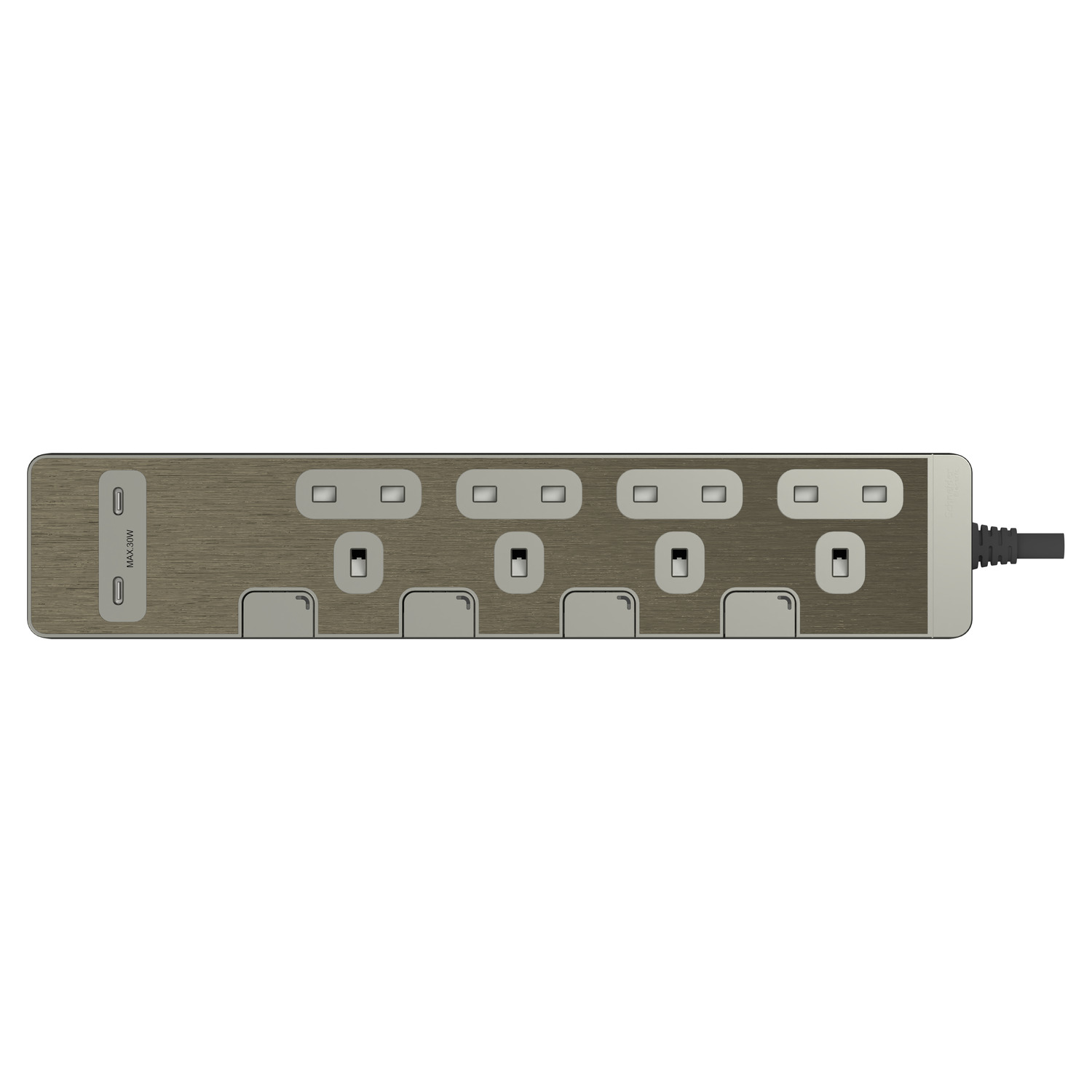 Schneider Electric 施耐德電氣 TSH34QCUSB_3_GH AvatarOn Extend Extension Socket 四位獨立開關安全插座 (古銅金)